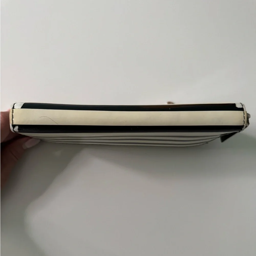 Kate Spade Black and Cream Striped Wallet